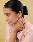 Kundan Polki Emerald Gold Two Finer Ring