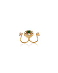 Kundan Polki Emerald Gold Two Finer Ring