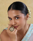 Vrinda Statement Kundan Polki Ring