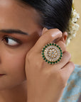 Vrinda Statement Kundan Polki Ring