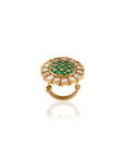 Kundan Polki Emerald Lattice Gold Ring