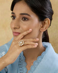 Kundan Gold Square Statement Ring