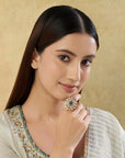 Kundan Emerald Gold Festive Ring