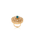 Kundan Emerald Gold Festive Ring