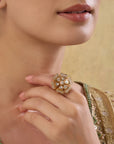 Kundan Gold Floral Ring