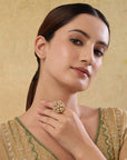 Kundan Gold Floral Ring