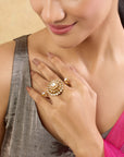Pavira Two-Finger Kundan Ring