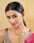 Pavira Two-Finger Kundan Ring