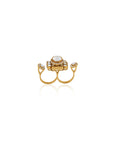Kundan Gold Two-Finger Cocktail Ring