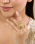 Antique Gold Kundan Polki Statement Ring