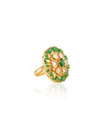Emerald Round Kundan Polki Gold Ring