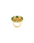 Emerald Round Kundan Polki Gold Ring