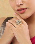 Kundan Polki Circle Gold Ring