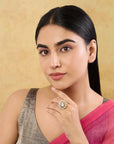 Kundan Polki Circle Gold Ring