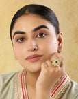 Kundan Gold Emerald Ring