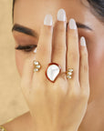 Kundan Statement Gold Two-Finger Ring