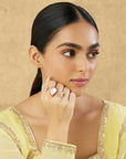 Kundan Statement Gold Two-Finger Ring