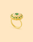 Green Jadau Gold Statement Ring