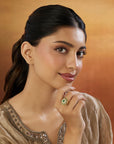 Green Jadau Gold Statement Ring