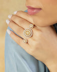 Zircon Gold Two-Finger Ring