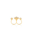 Zircon Gold Two-Finger Ring