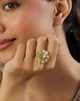 Emerald Jadau Gold Statement Ring