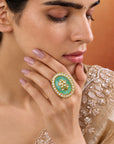 Kundan Mint Cocktail Ring