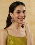 Red Enamel Kundan Polki Gold Chandelier Earrings