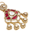 Red Enamel Kundan Polki Gold Chandelier Earrings