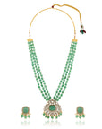 Heera Panna Long Necklace Set