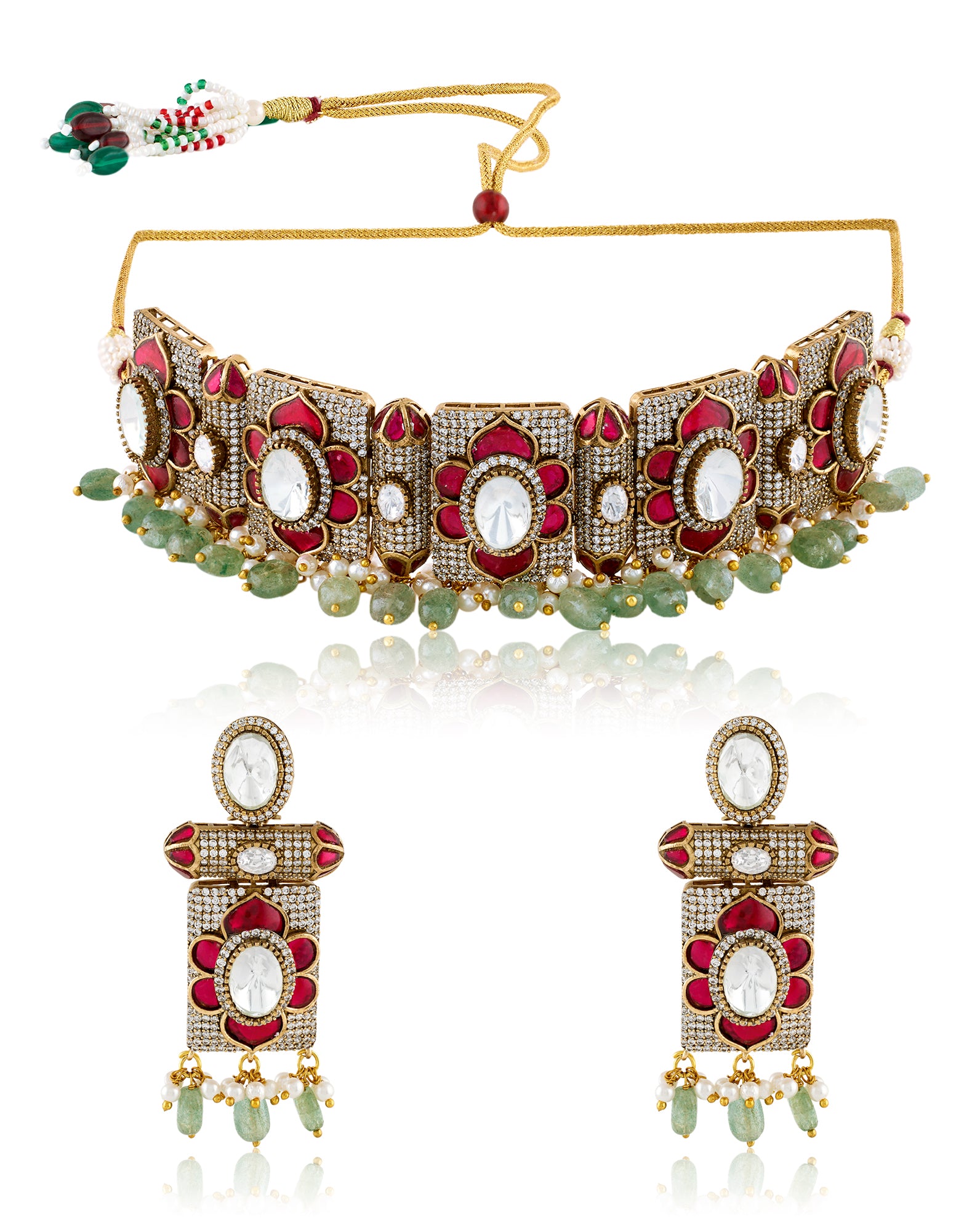 Amazon Global Necklace Manik Panna Choker Necklace Set