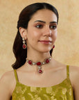 Kundan Polki Ruby Gold Necklace Set