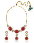 Kundan Polki Ruby Gold Necklace Set