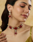 Kundan Polki Ruby Gold Necklace Set