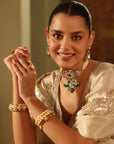 Gold Kundan Polki Statement Bangle Bracelet