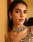 Green Kundan Polki Necklace Set