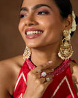 Ruby Kundan Three Head Ring