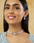Pink Zircon Choker Necklace Set