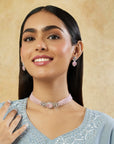 Pink Zircon Choker Necklace Set