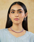 Ruby Zircon Silver Necklace Set