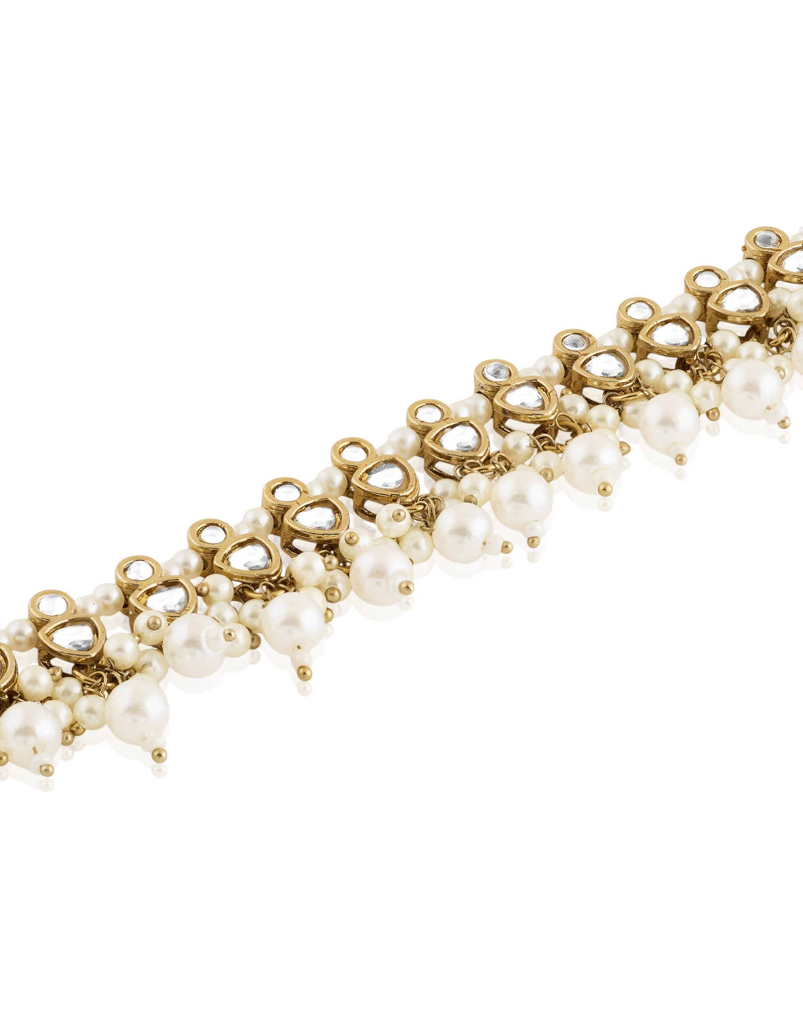 Gold Pearl Kundan Payal Anklet