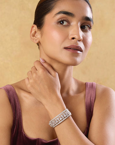 White Zirconia Cuff Bracelet