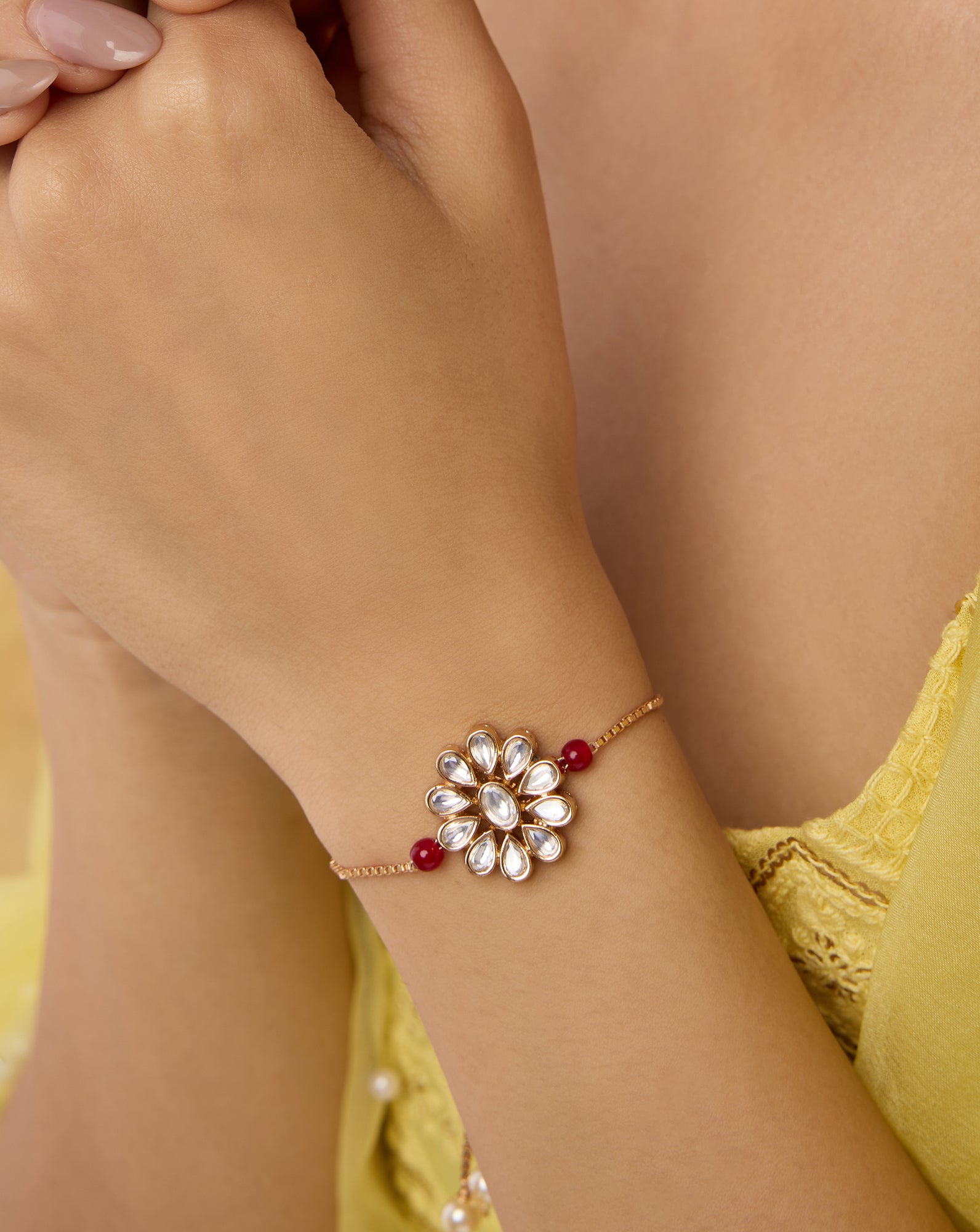 Veera Kundan Polki Rakhi Bracelet