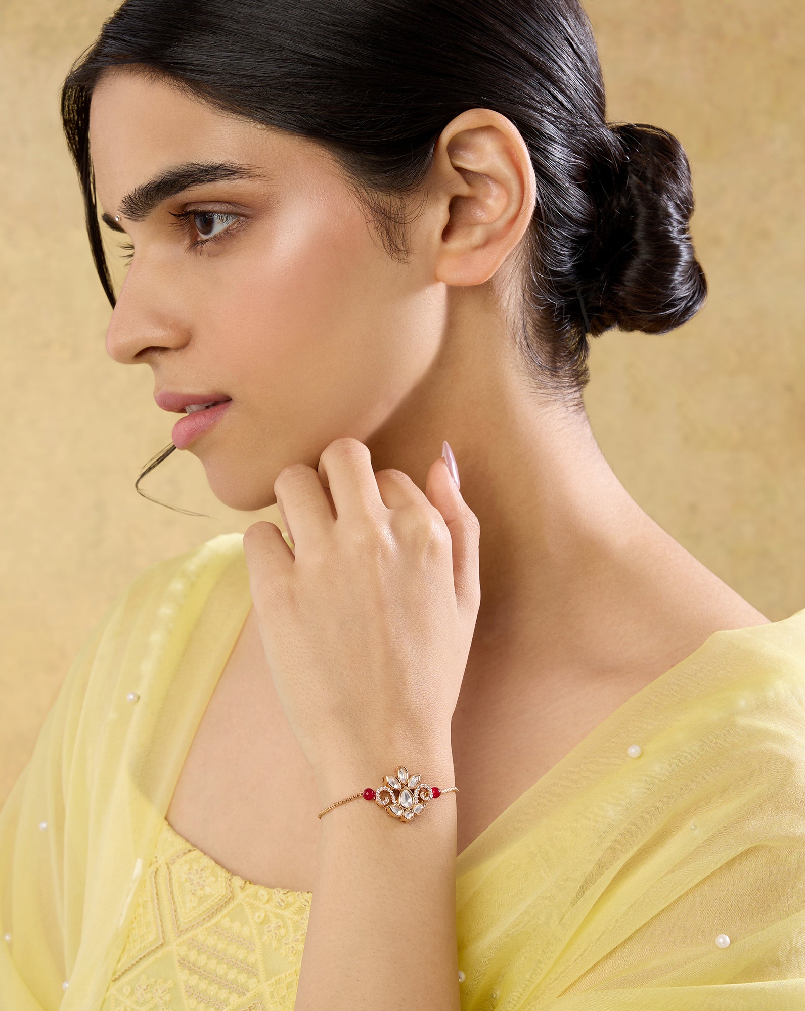 Kamal Kundan Polki Rakhi Bracelet
