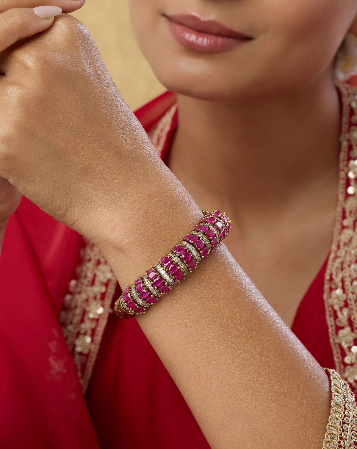 Zircon Ruby Striped Bangle