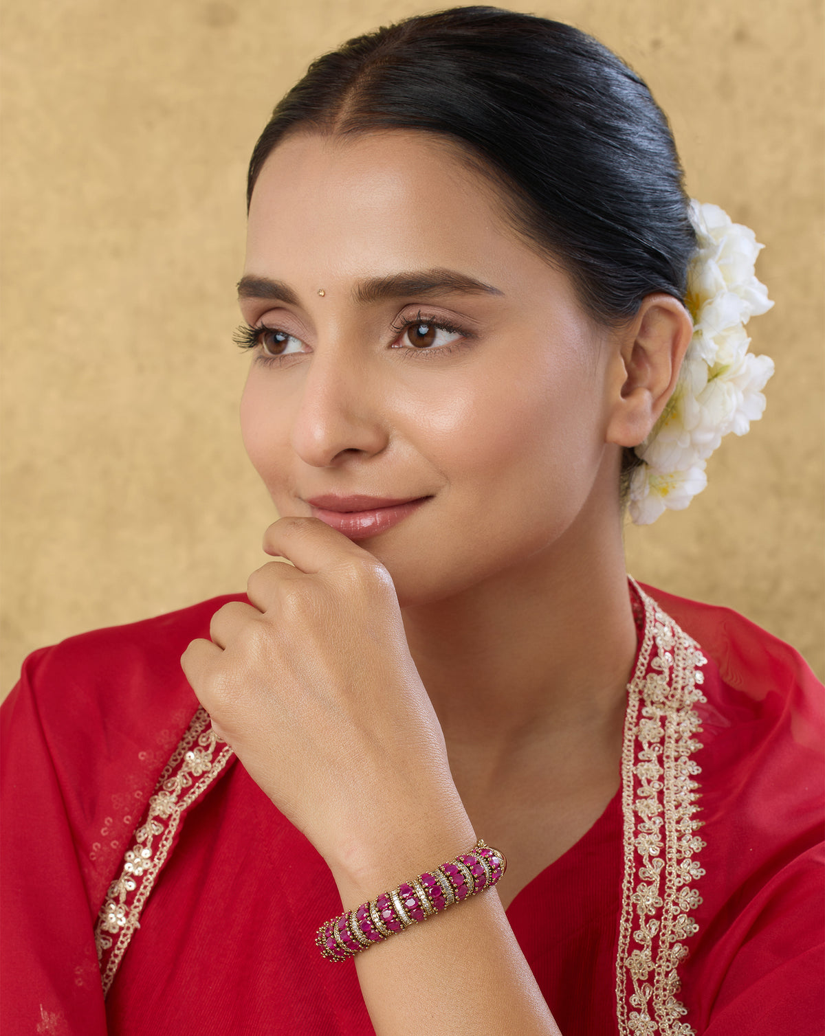 Zircon Ruby Striped Bangle