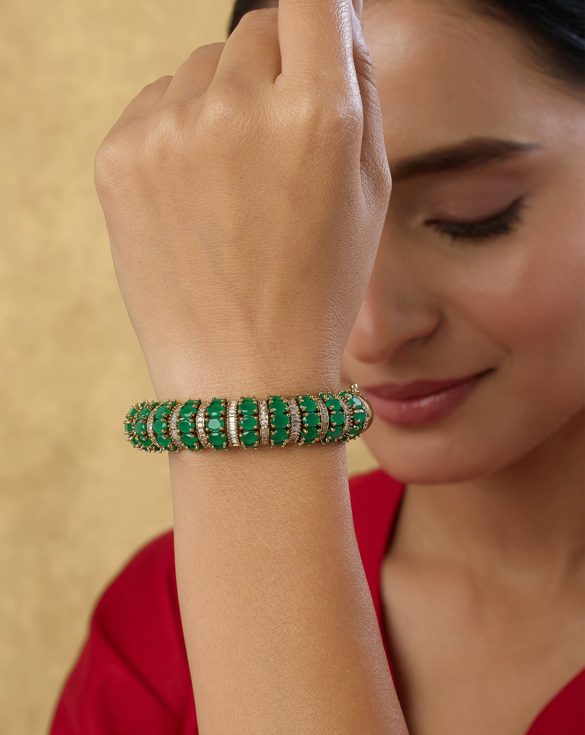 Zircon Green Striped Bangle