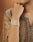 Pearl Jadau Statement Gold Bracelet