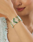 Emerald Pearl Jadau Gold Bracelet