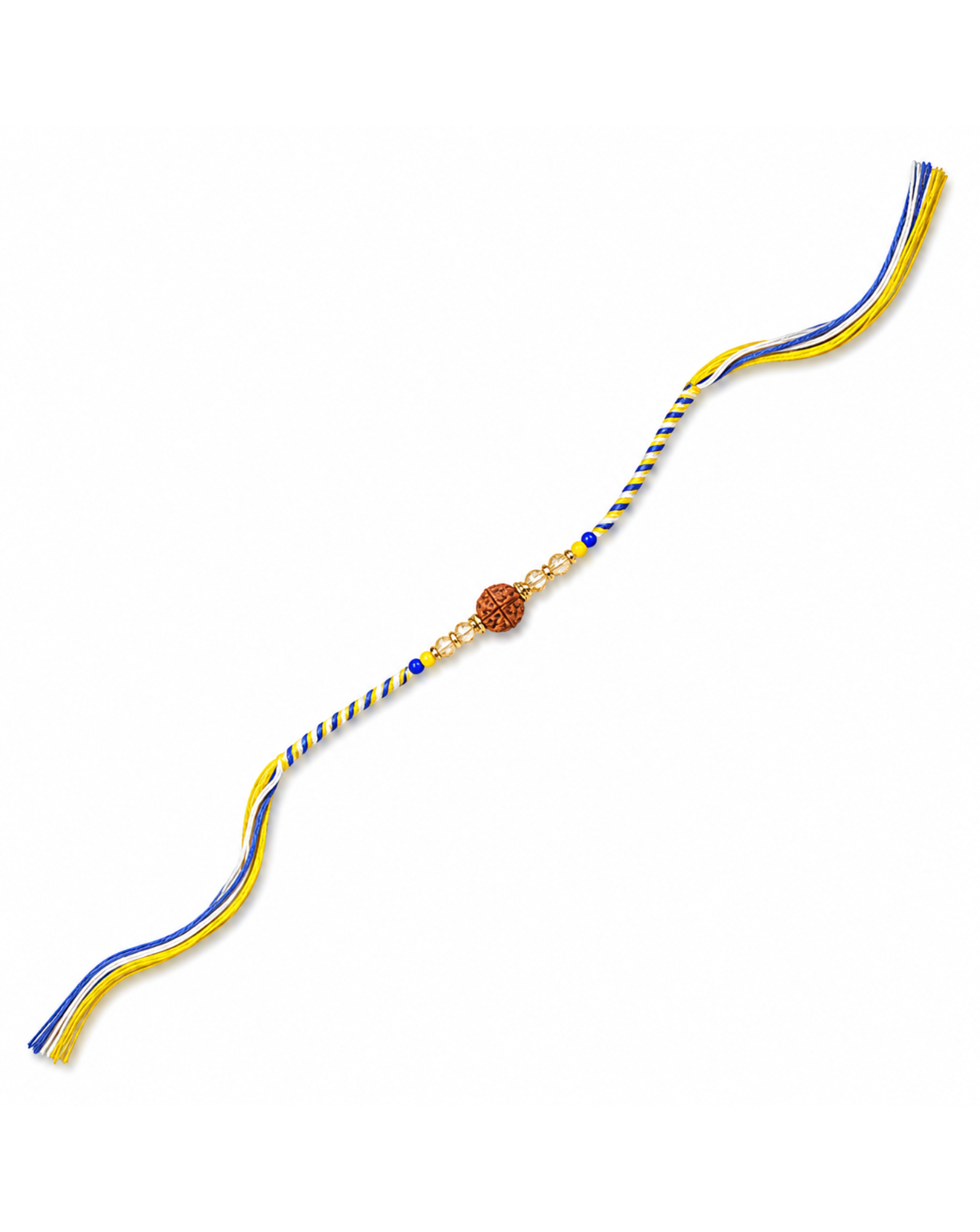 Rudraksh Yellow Blue Thread Rakhi